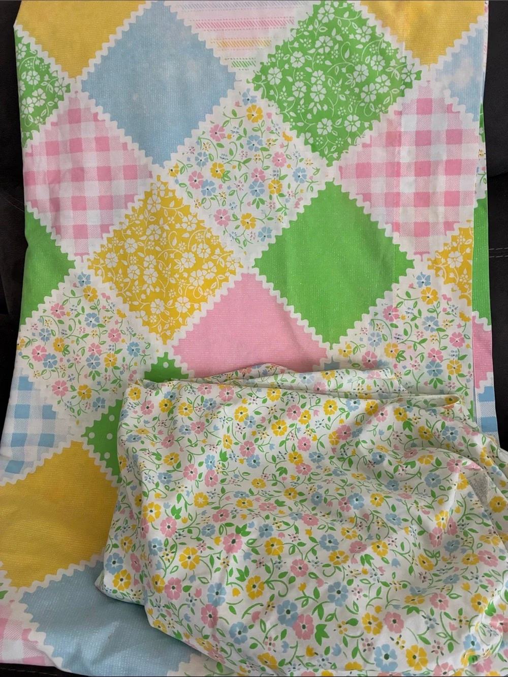 Perma Prest Sears Vintage 1960s 1970s Retro Patchwork Cottagecore Sheets FULL